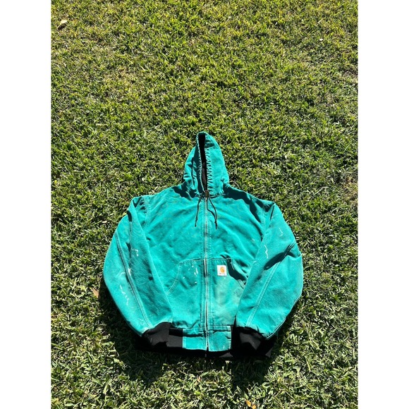 Carhartt Other - Vintage Carhartt J04 AQU Aqua Quilt Lined Hooded Jacket Mens Size XL USA HTF
